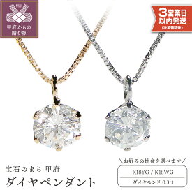 ふるさと納税ゴールドネックレス還元率第5位 ＜ 甲府ジュエリー ＞ 即納 ネックレス ダイヤ 一粒ダイヤ 0.3カラット k053-012 山梨県甲府市